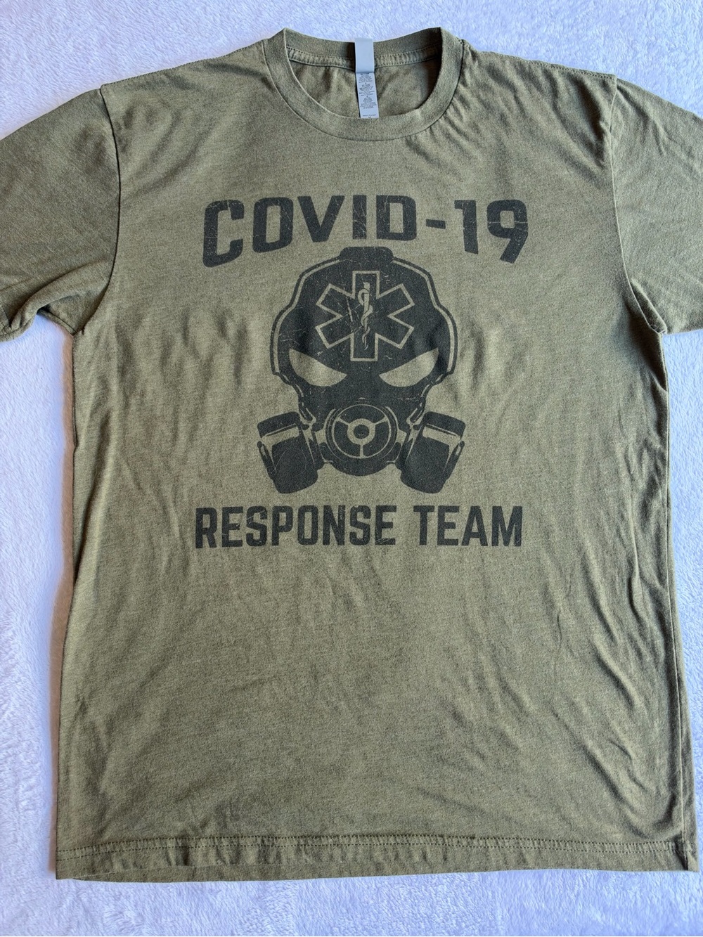 COVID-19 Response Team T-Shirt Medium EMS Skull Gas Mask Olive M